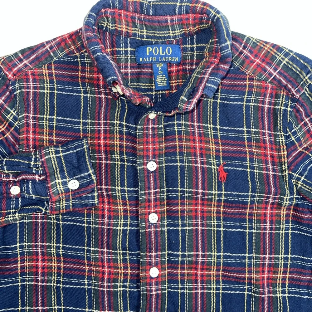 Polo Ralph Lauren Plaid Flannel‎ Shirt Blue Red Yellow Boys Size Size 8